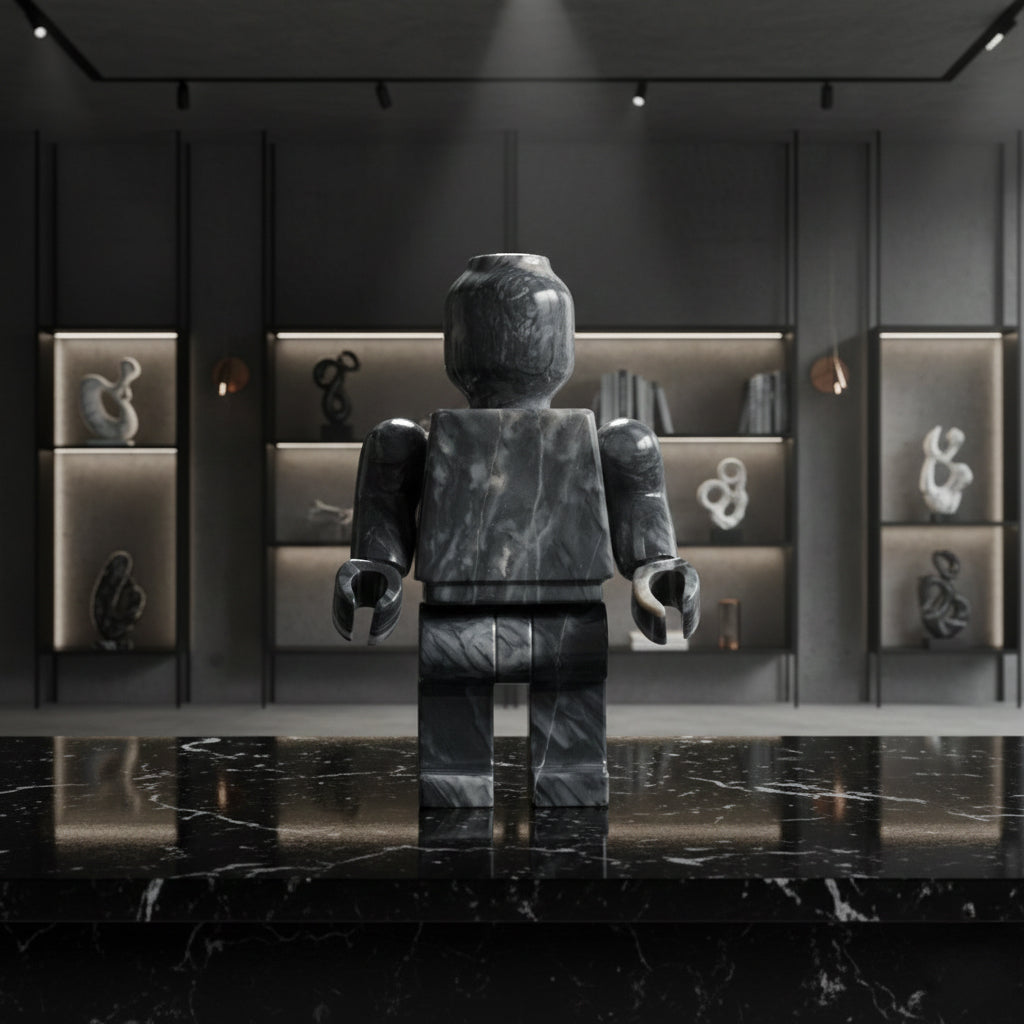 Figura Decorativa Mazahua en Mármol Gris  25 cm