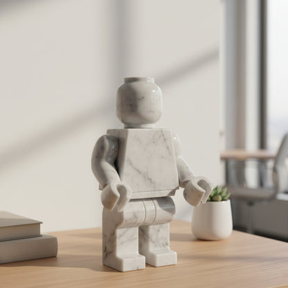 Figura Decorativa Mazahua en Mármol Blanco  25 cm