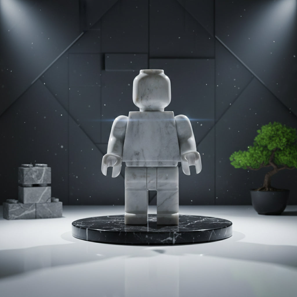 Figura Decorativa Mazahua en Mármol Blanco  25 cm