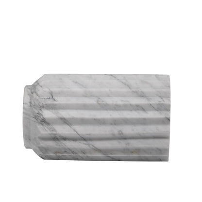 Florero Rayado de MÃ¡rmol Blanco â€“ 12 Ã— 20 cm
