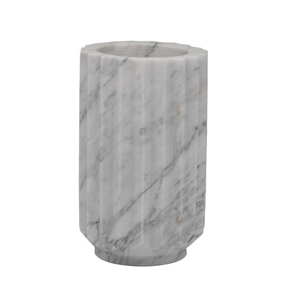 Florero Rayado de MÃ¡rmol Blanco â€“ 12 Ã— 20 cm
