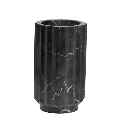 Florero Rayado de MÃ¡rmol Negro â€“ 12 Ã— 20 cm