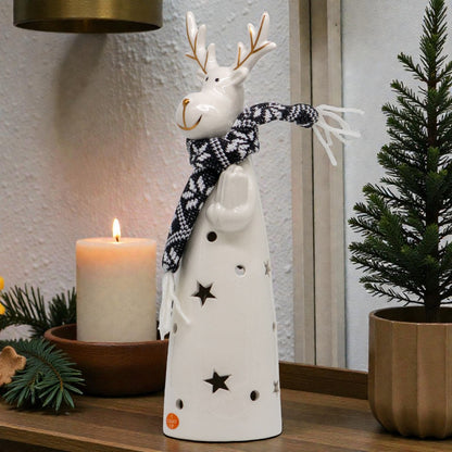 Reno Decorativo con Luz Blanco / Gris 26 cm