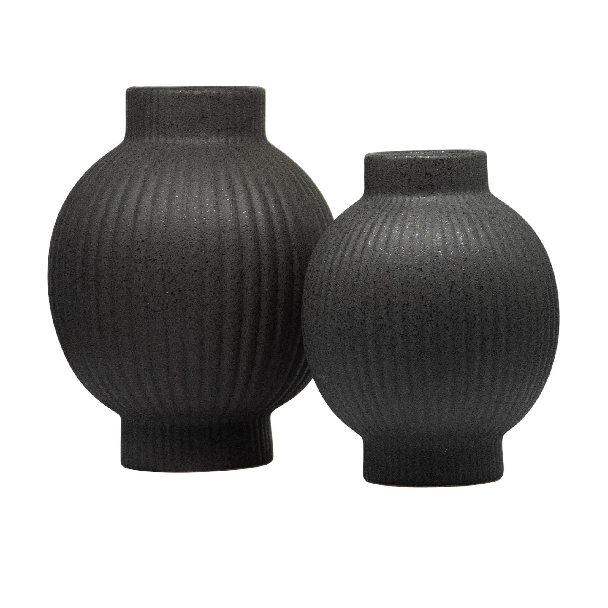 Set De 2 Floreros Capullo Barro Negro