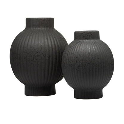Set De 2 Floreros Capullo Barro Negro
