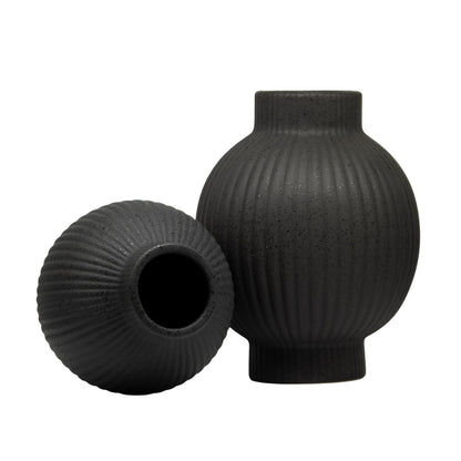 Set De 2 Floreros Capullo Barro Negro