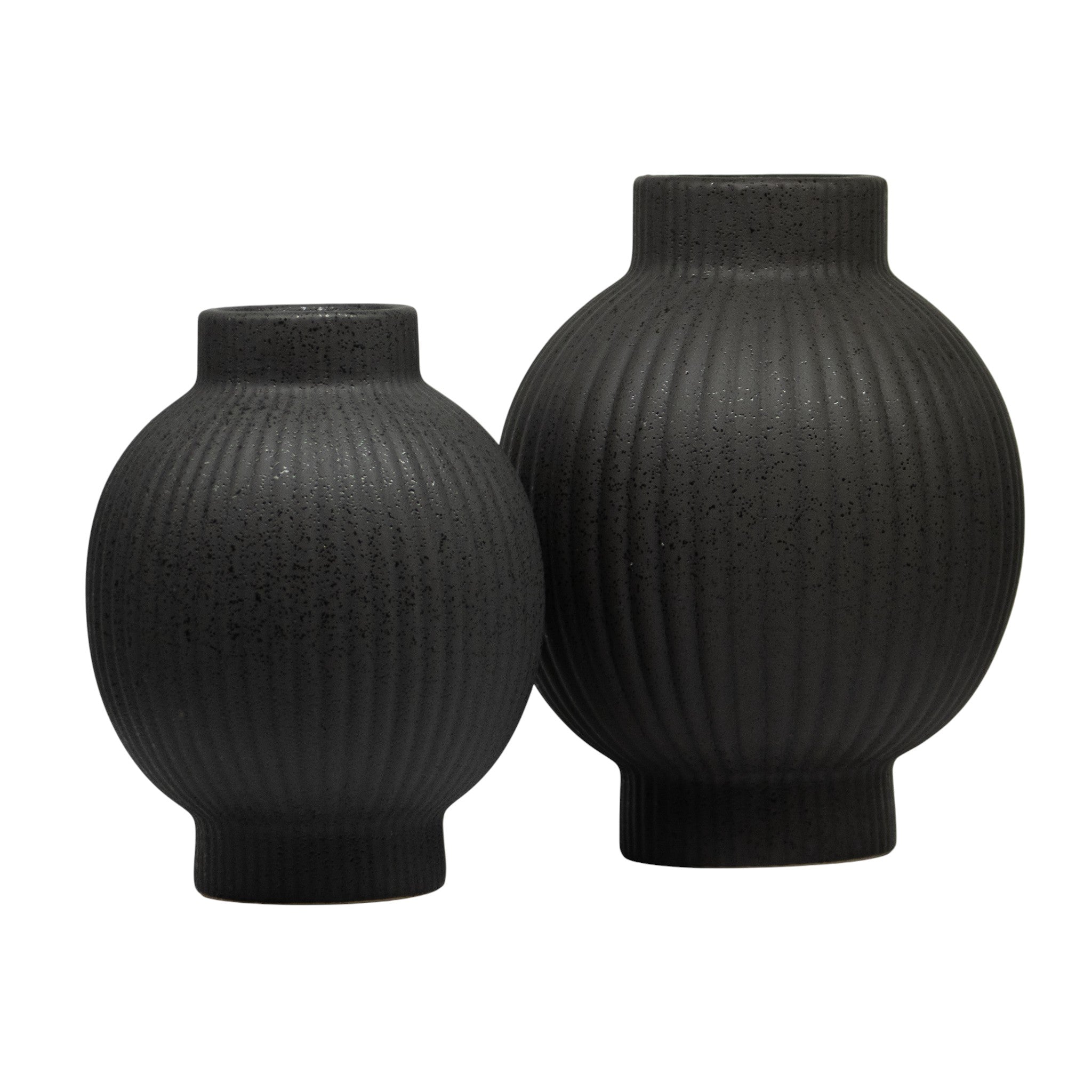 Set De 2 Floreros Capullo Barro Negro