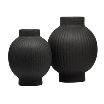 Set De 2 Floreros Capullo Barro Negro