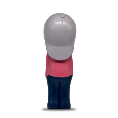 Figura Decorativa de Poliresina Niño con Chicle, Saco Rosa 26 cm