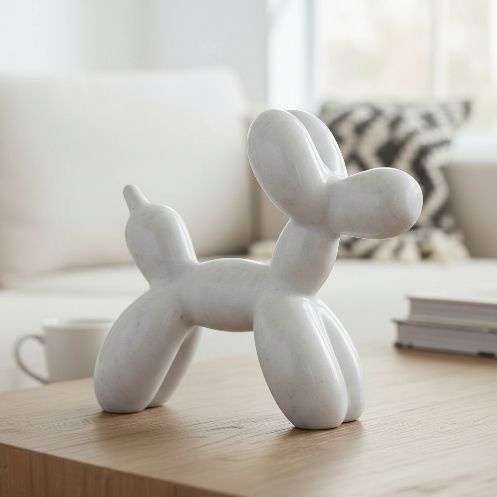 Perrito Marmol Blanco 18 Cm