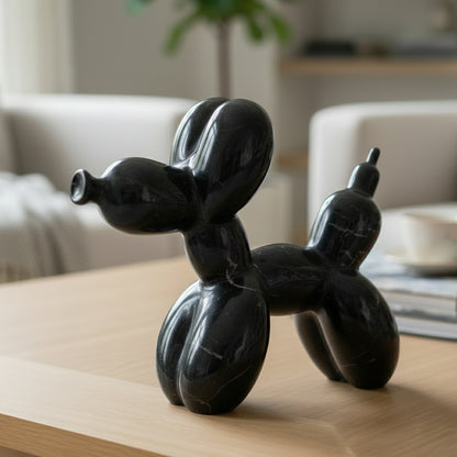 Perrito Marmol Negro 16 Cm