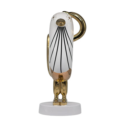 Figura Ladan Ceramica Blanco Dorado