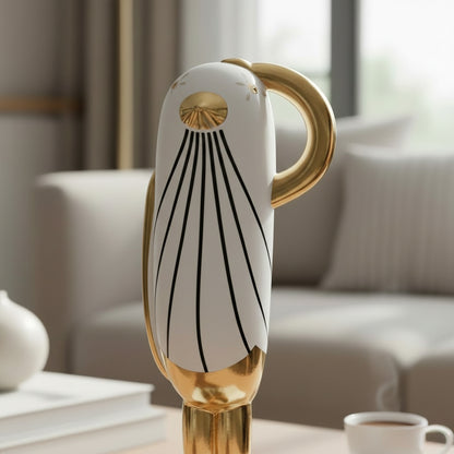 Figura Ladan Ceramica Blanco Dorado