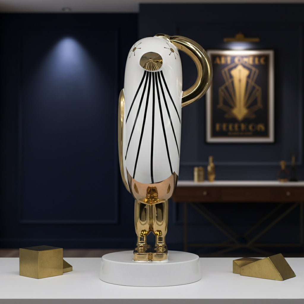 Figura Ladan Ceramica Blanco Dorado