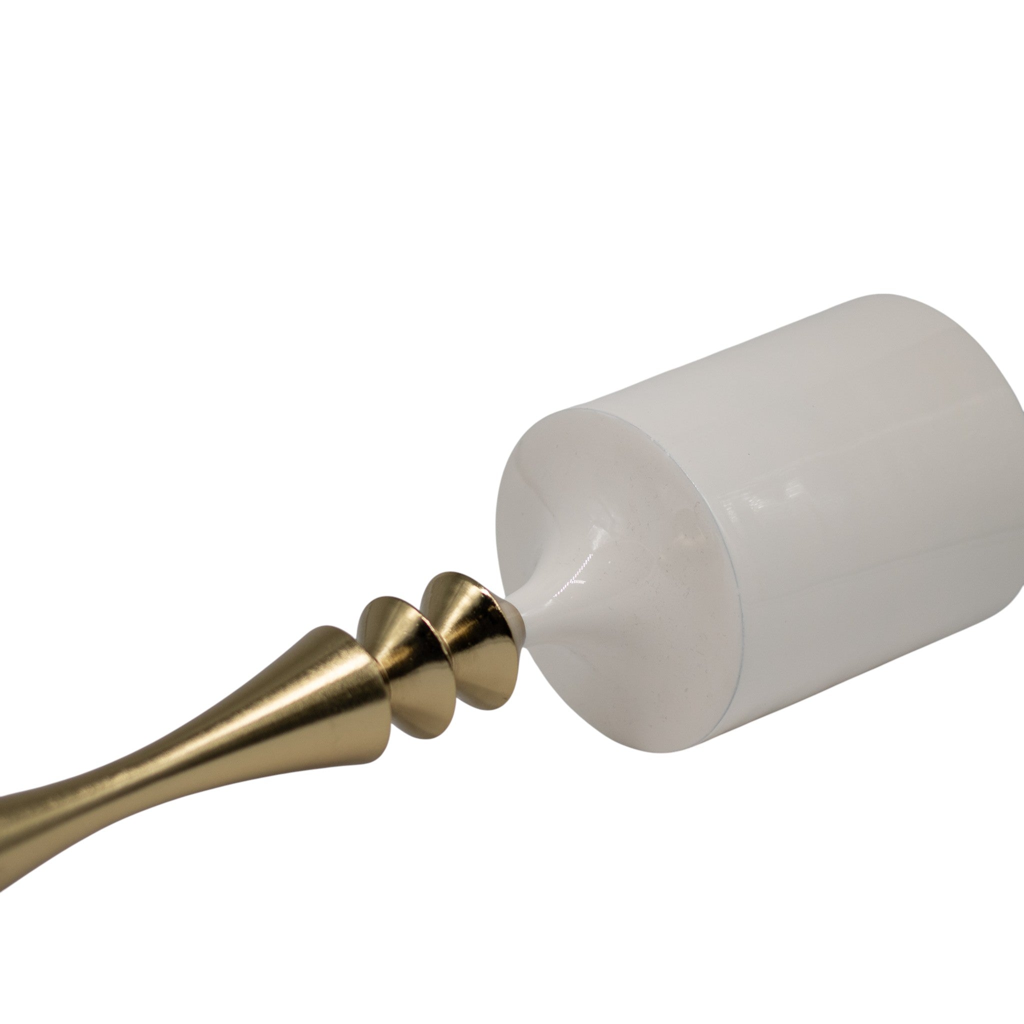 Porta vela Taro Blanca con Punta Oro  10x35x10 cm Cerámica Decorativa