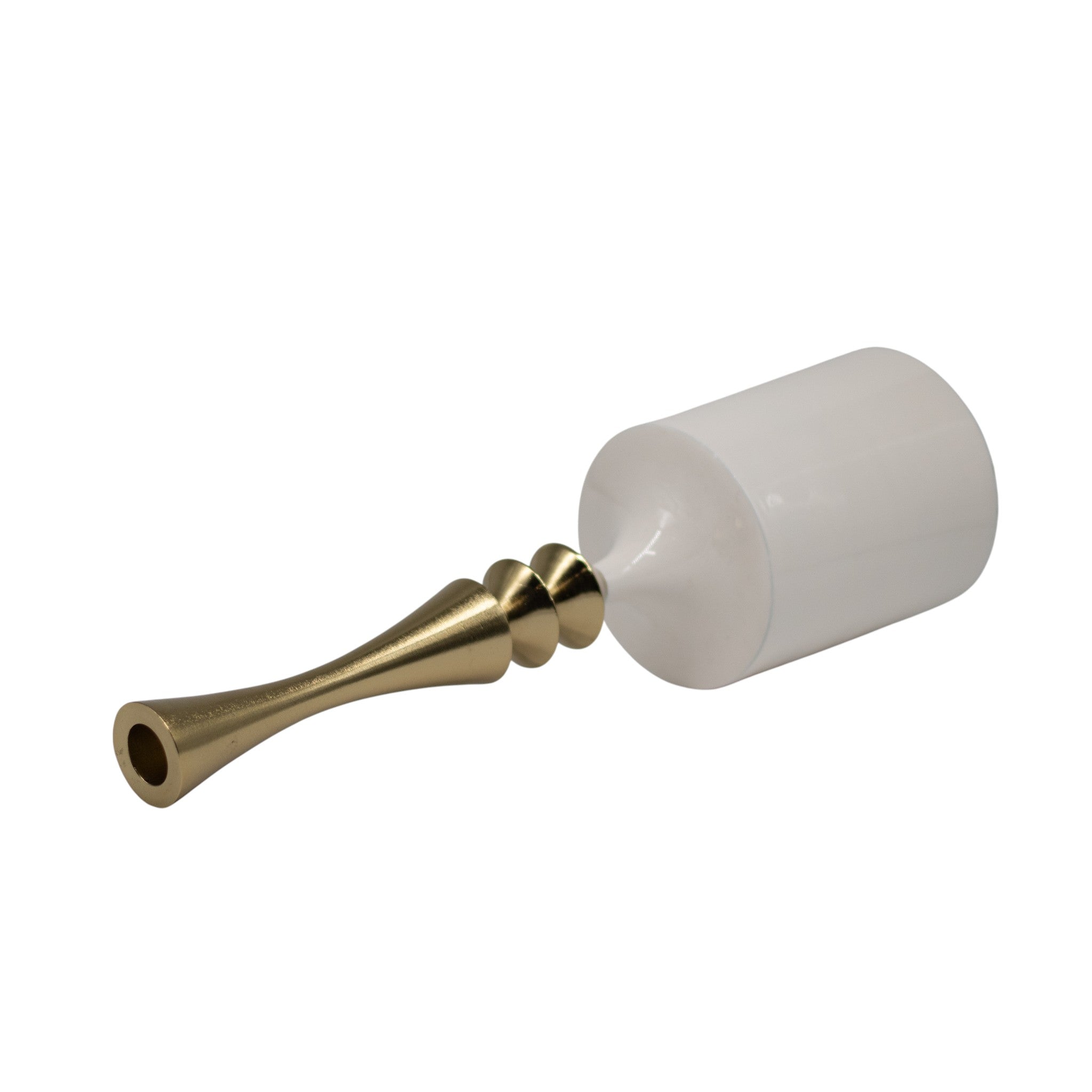 Porta vela Taro Blanca con Punta Oro  10x35x10 cm Cerámica Decorativa