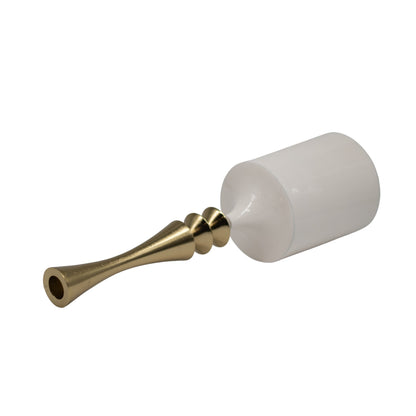 Porta vela Taro Blanca con Punta Oro  10x35x10 cm Cerámica Decorativa