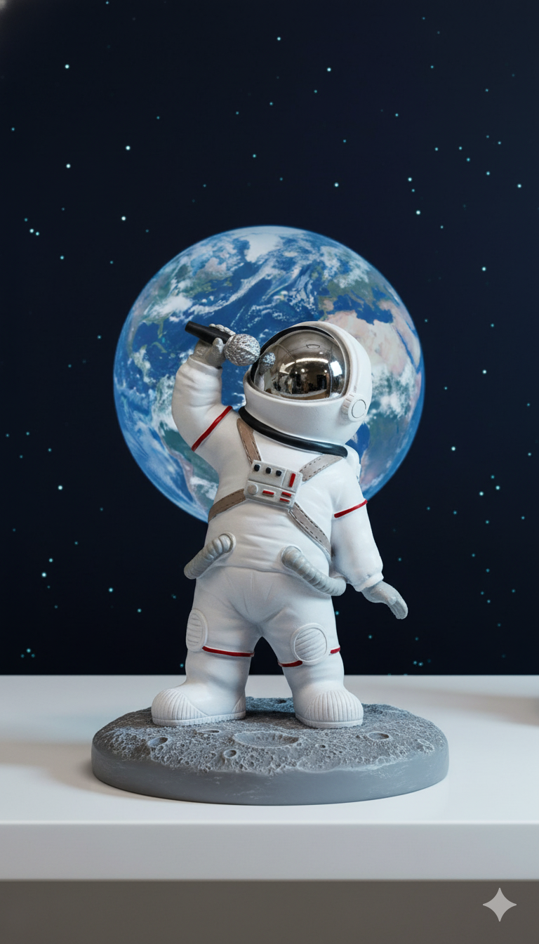 Figura De Poliresina Astronauta Cantando 20 Cm