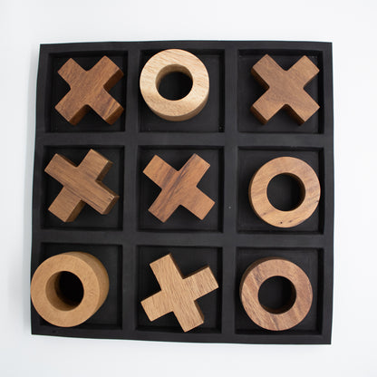 Juego de Gato Decorativo Concreto Negro con Madera â€“ 30 cm