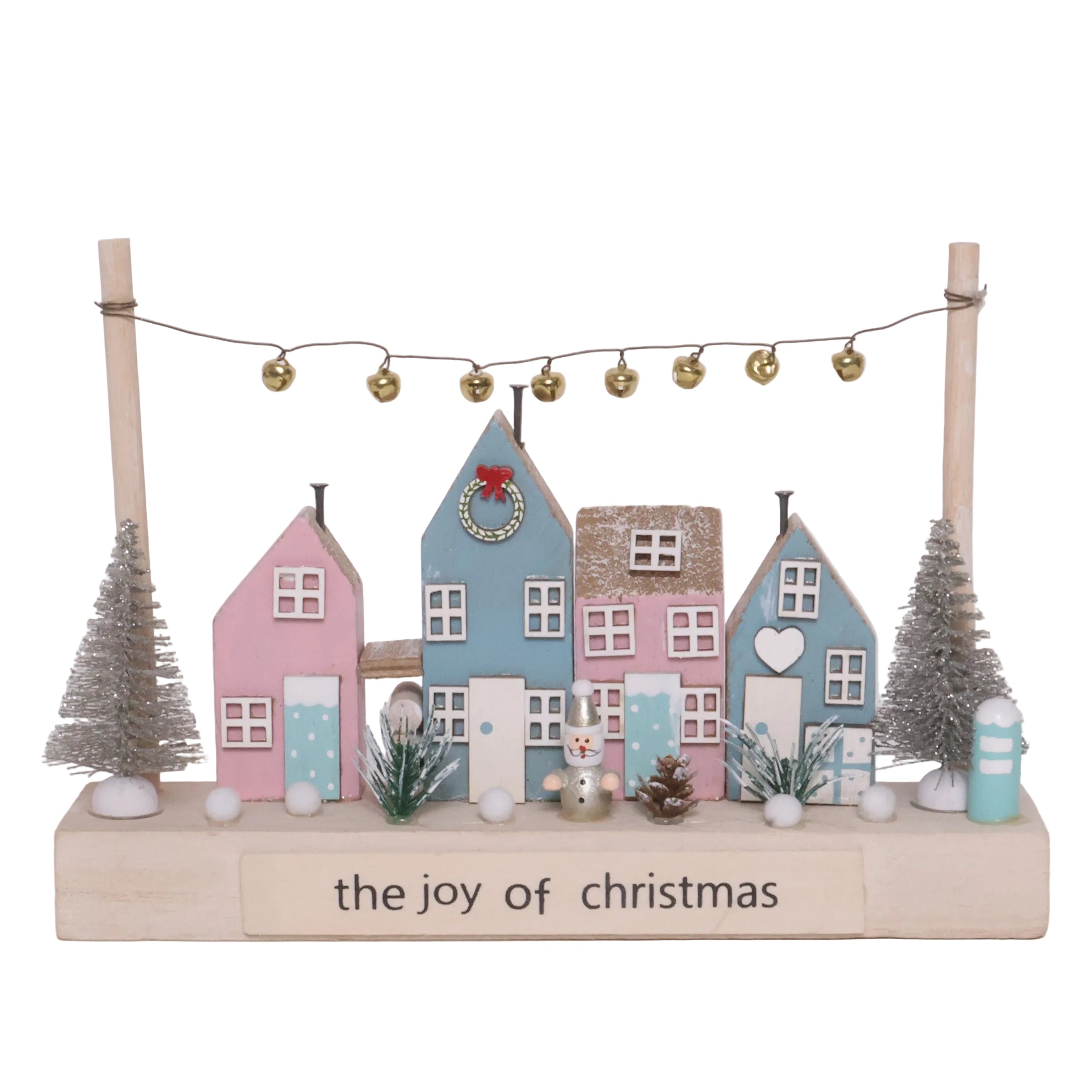 Adorno Navideño Villa 4 Casas Pastel, Cascabeles