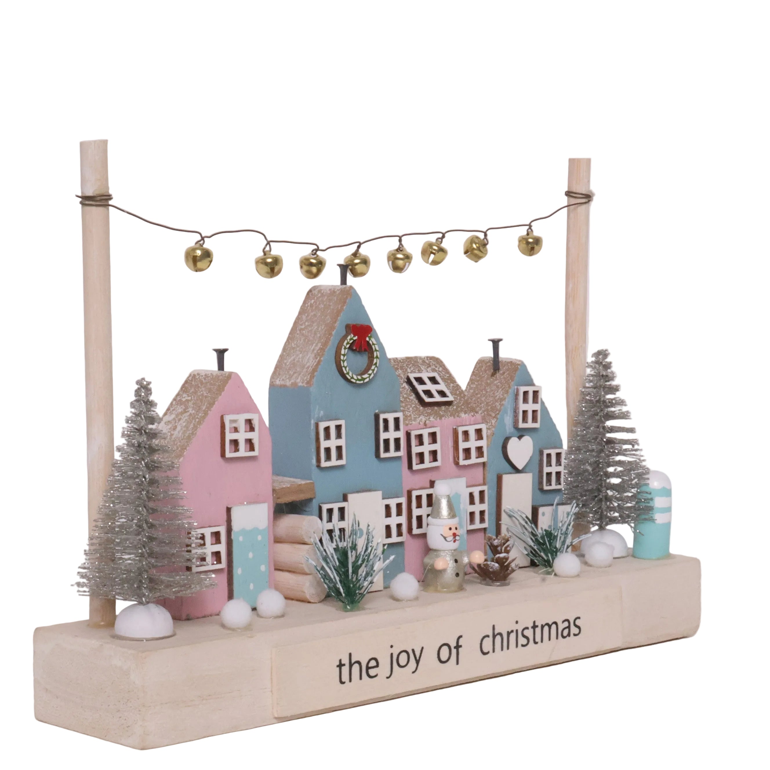 Adorno Navideño Villa 4 Casas Pastel, Cascabeles