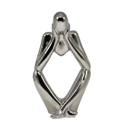 Figura Decorativa Pensador de Cerámica Plata  21 cm