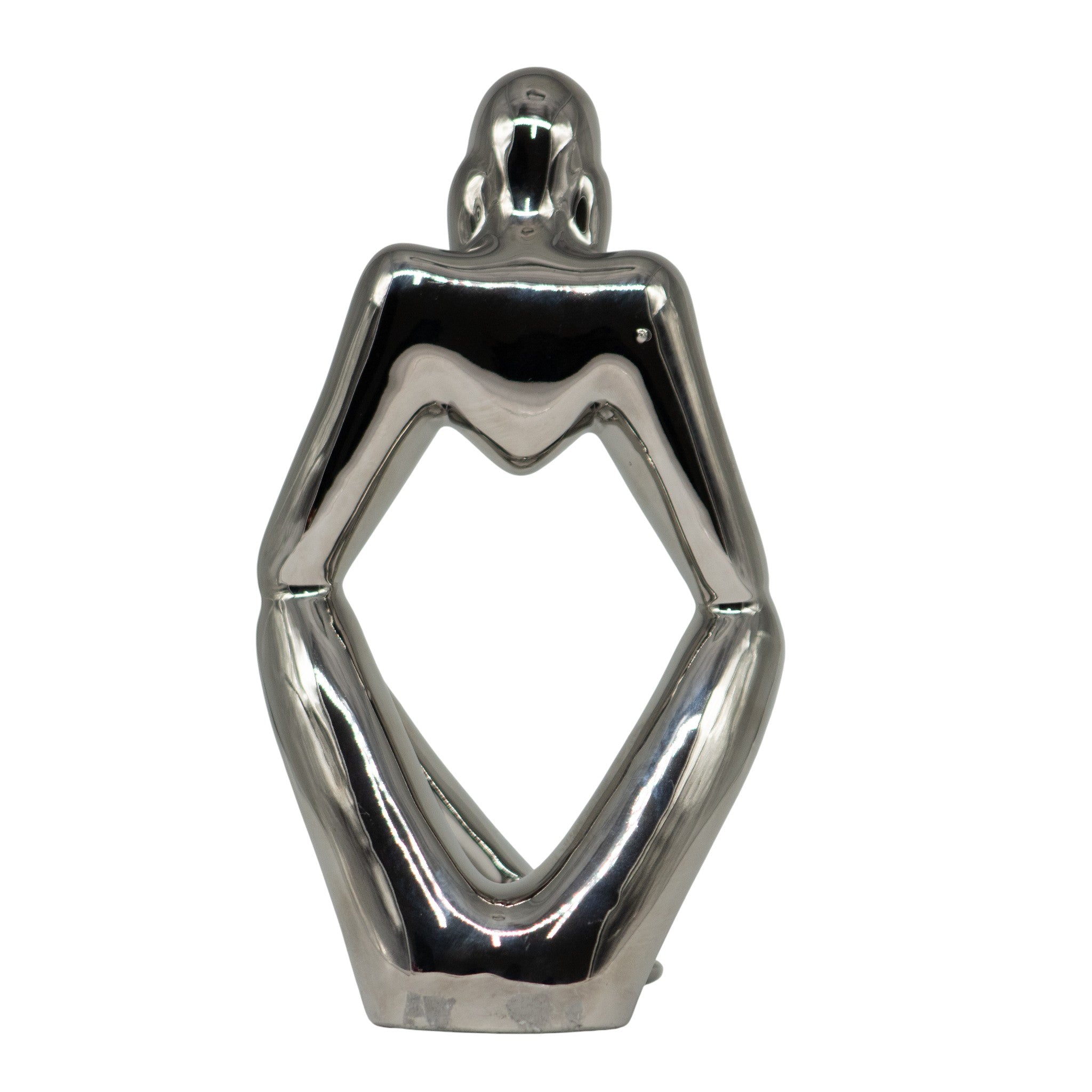 Figura Decorativa Pensador de Cerámica Plata  21 cm