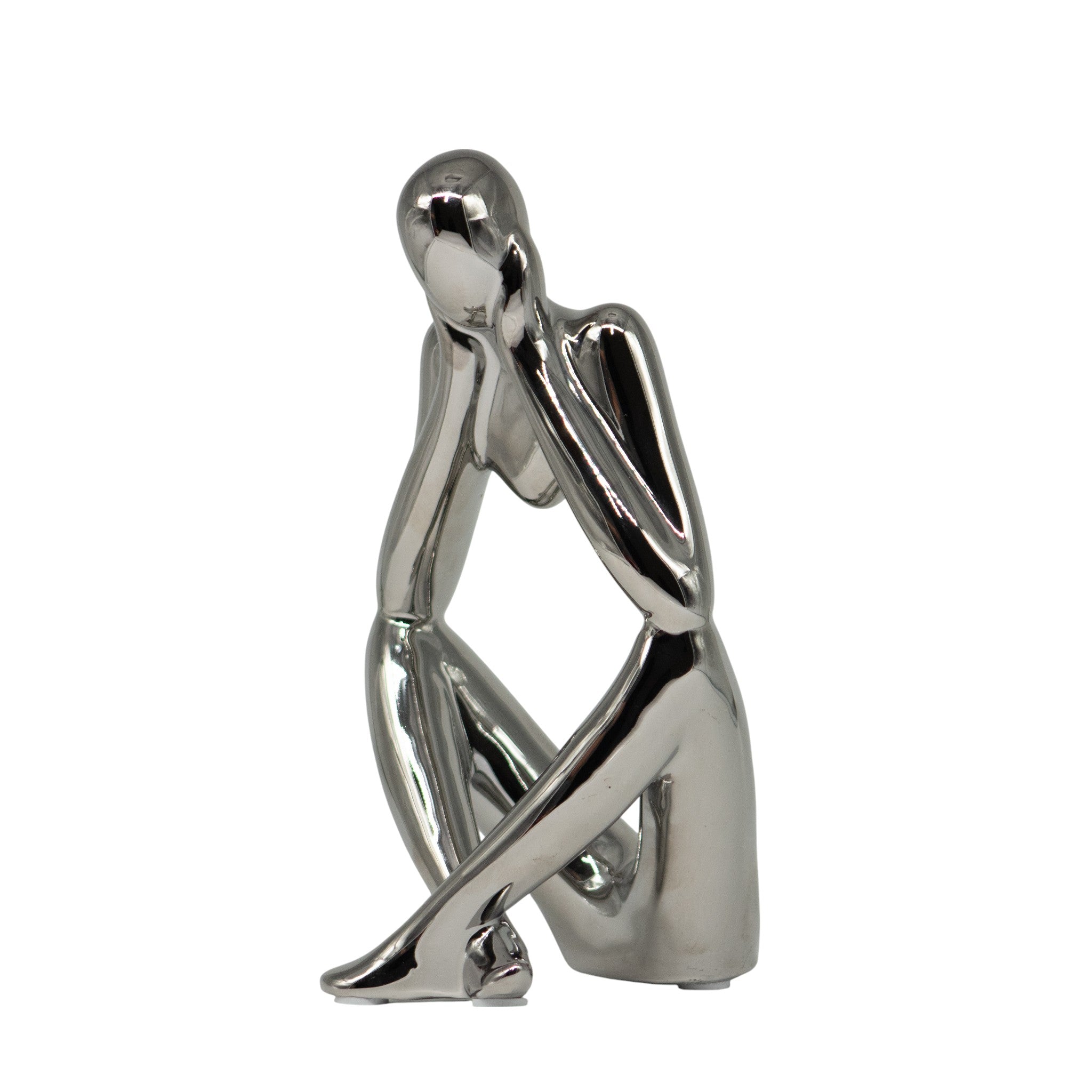 Figura Decorativa Pensador de Cerámica Plata  21 cm