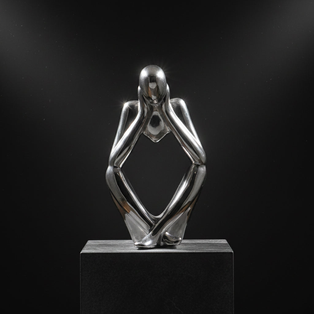 Figura Decorativa Pensador de Cerámica Plata  21 cm