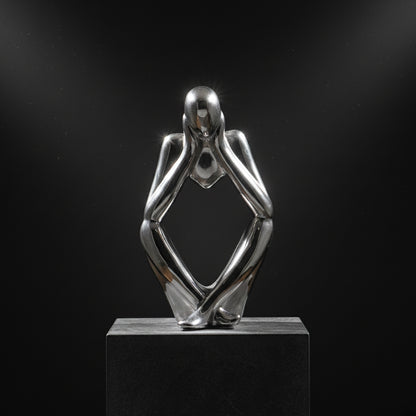 Figura Decorativa Pensador de Cerámica Plata  21 cm