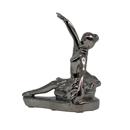 Figura Decorativa Bailarina de CerÃ¡mica Plata â€“ 16 cm