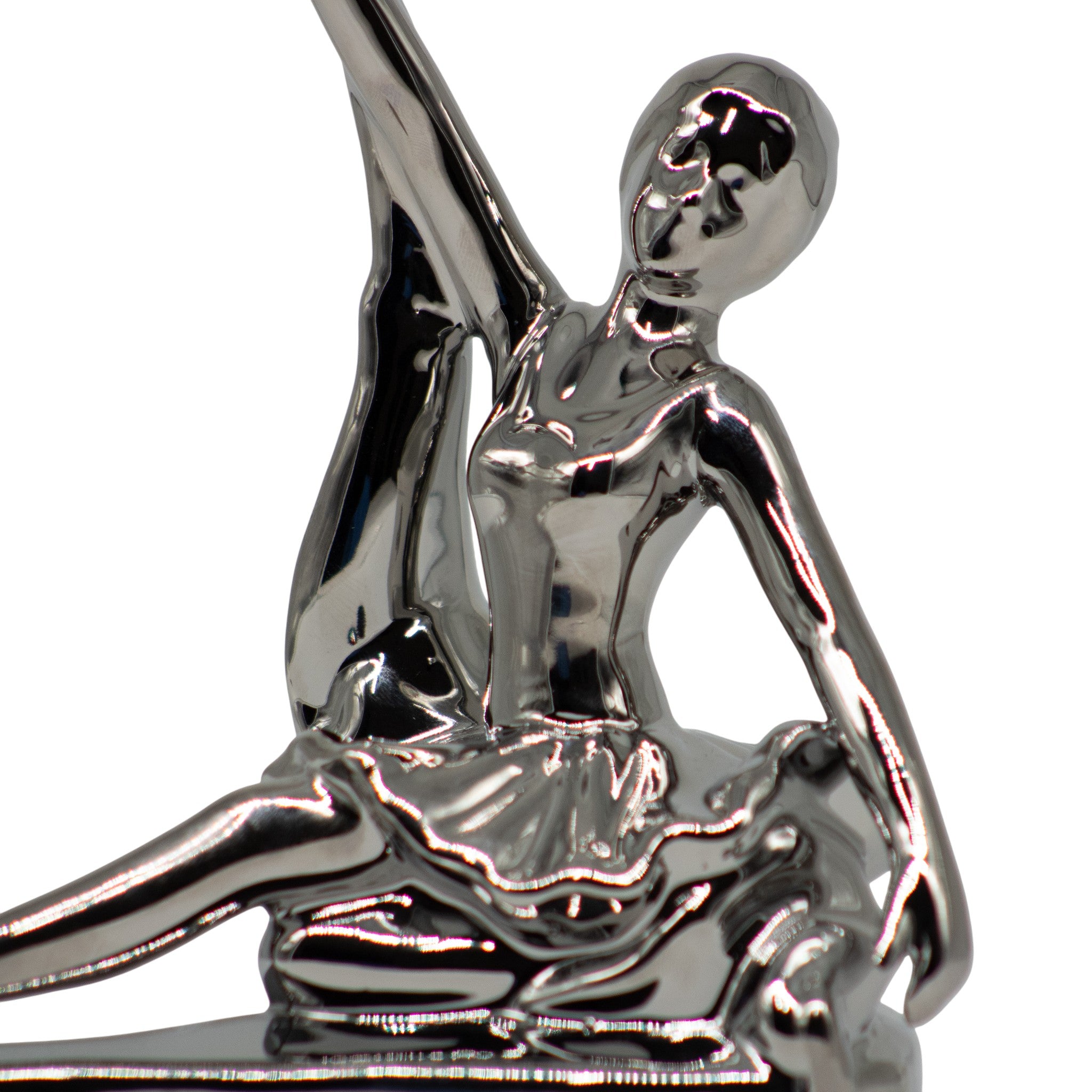 Figura Decorativa Bailarina de CerÃ¡mica Plata â€“ 16 cm