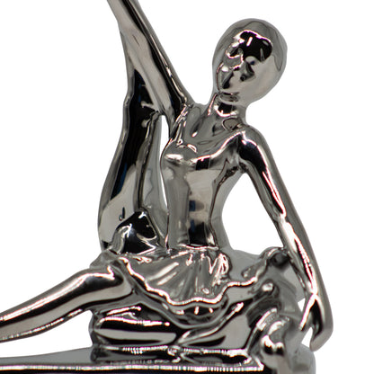 Figura Decorativa Bailarina de CerÃ¡mica Plata â€“ 16 cm
