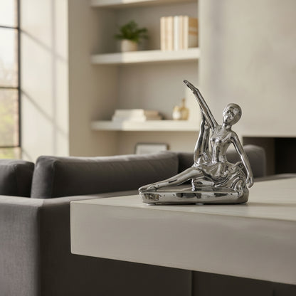 Figura Decorativa Bailarina de CerÃ¡mica Plata â€“ 16 cm