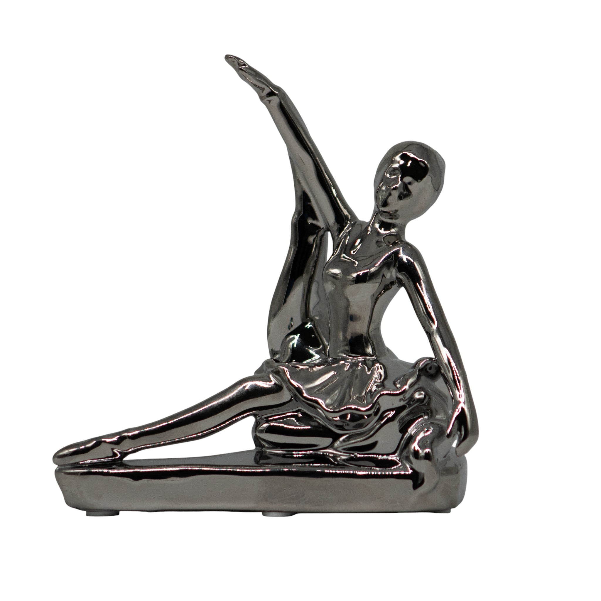 Figura Decorativa Bailarina de CerÃ¡mica Plata â€“ 16 cm