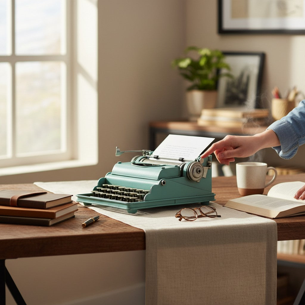 MÃ¡quina de Escribir Decorativa Azul â€“ 17 cm