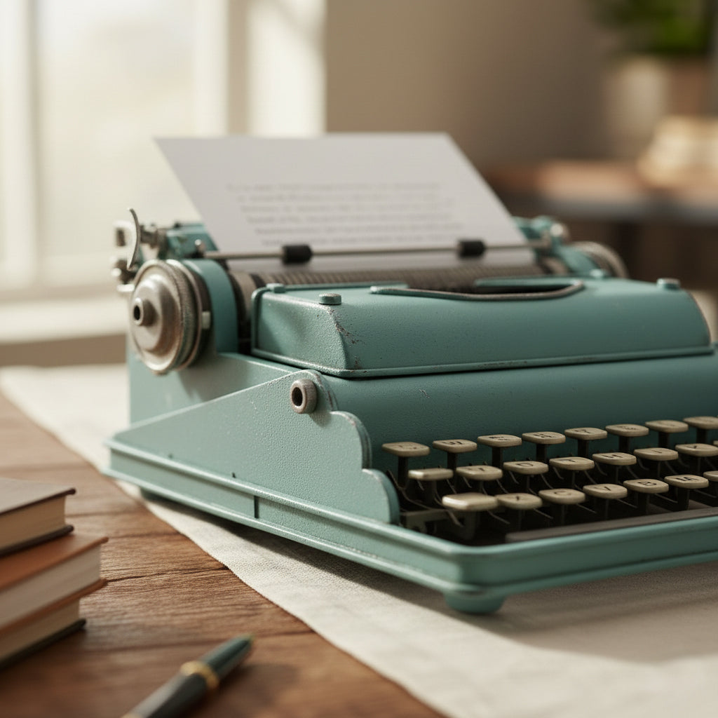 MÃ¡quina de Escribir Decorativa Azul â€“ 17 cm