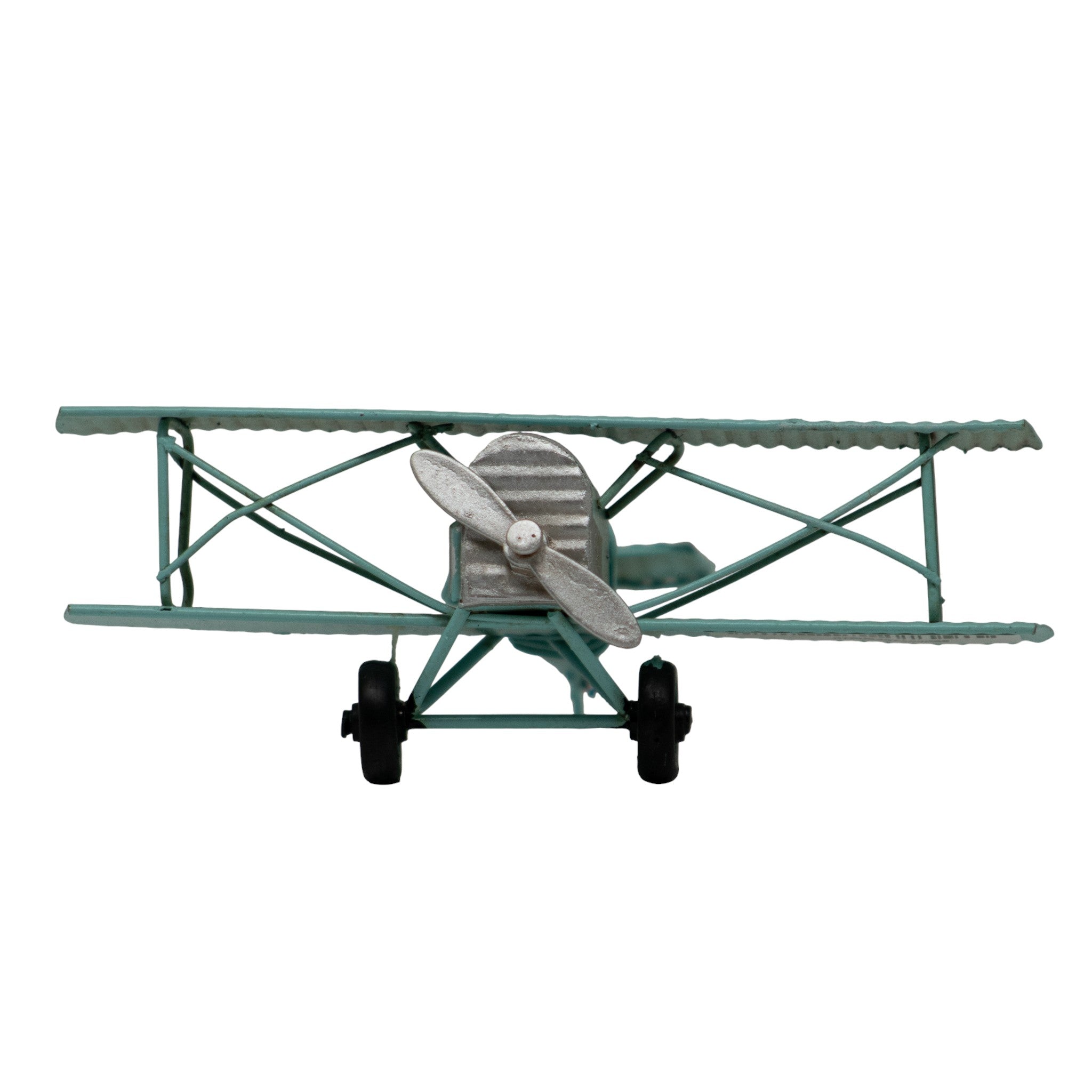 Avioneta Decorativa Metálica Azul Vintage 16 cm