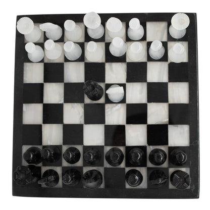 Ajedrez M Blanco y Negro de Mármol 27 x 1.5 x 27 cm