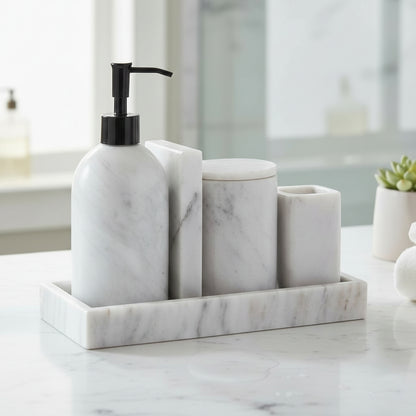 Set de BaÃ±o 5 Piezas de MÃ¡rmol Blanco
