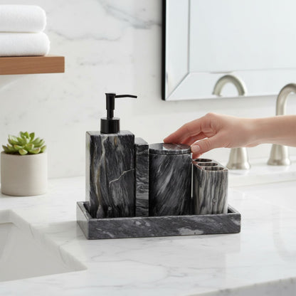 Set de BaÃ±o 5 Piezas de MÃ¡rmol Negro