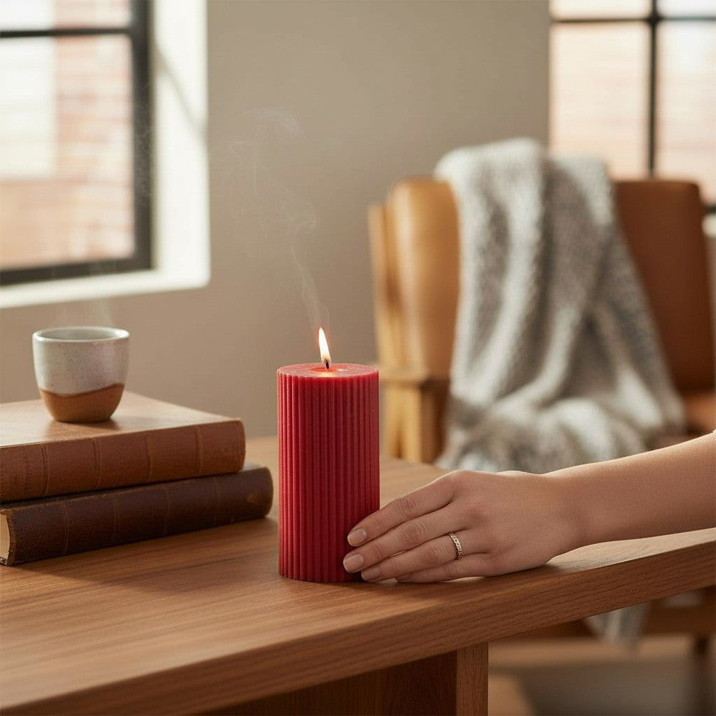 Cilindro de Cera S Rojo â€“ Vela Decorativa NavideÃ±a