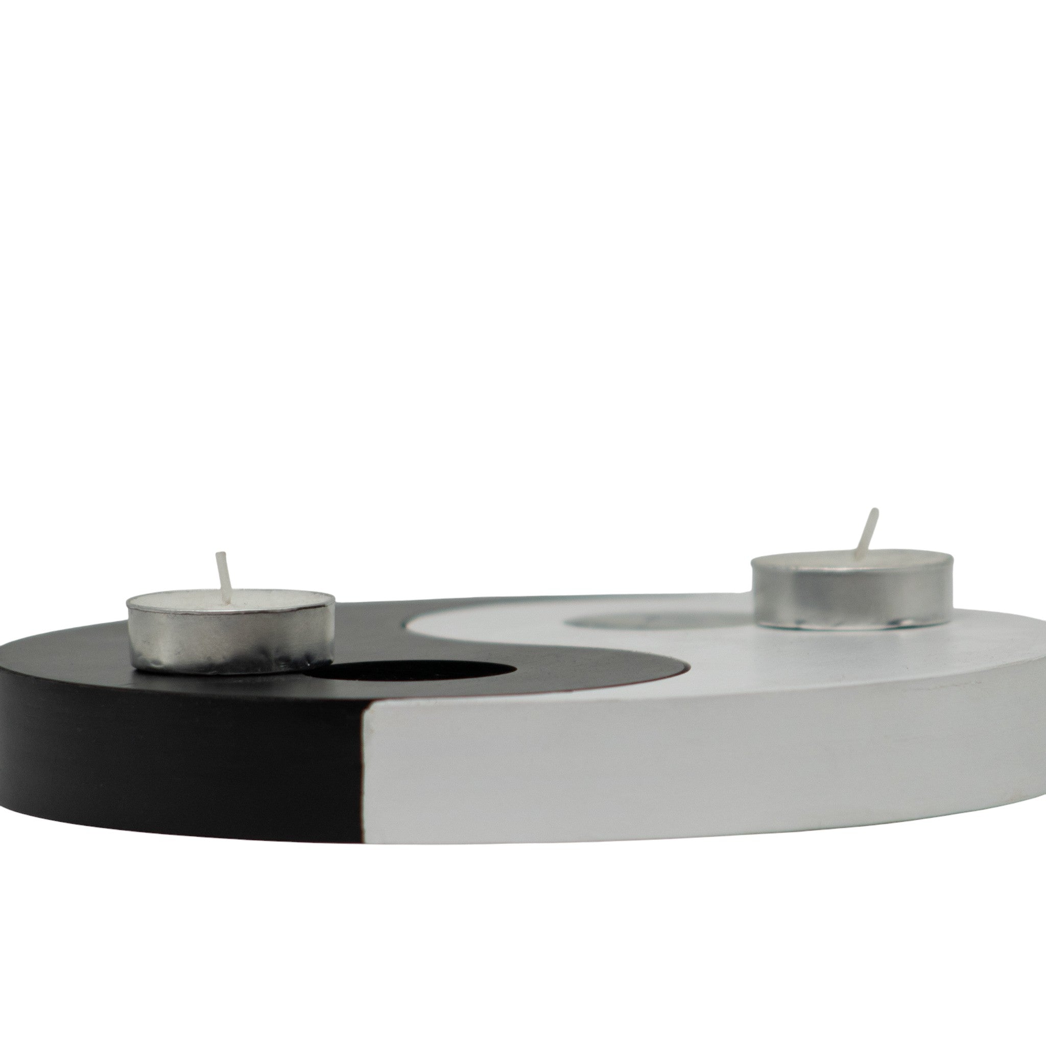 Porta Velas Yin Yang Blanco y Negro  20 cm