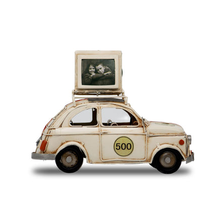 Portarretrato Carro Fiat color Crema Adorno MetÃ¡lico