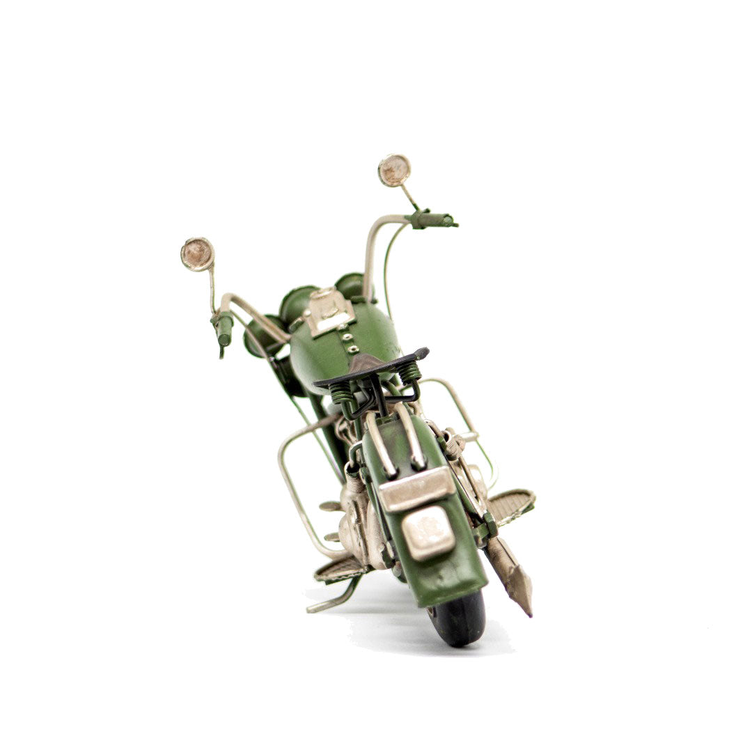 Moto Verde Militar Adorno De Metalico Vintage