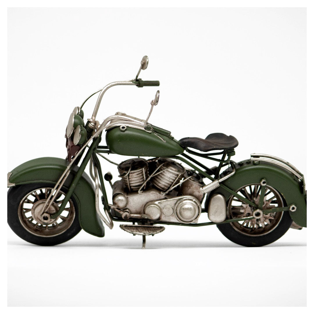 Moto Verde Militar Adorno De Metalico Vintage