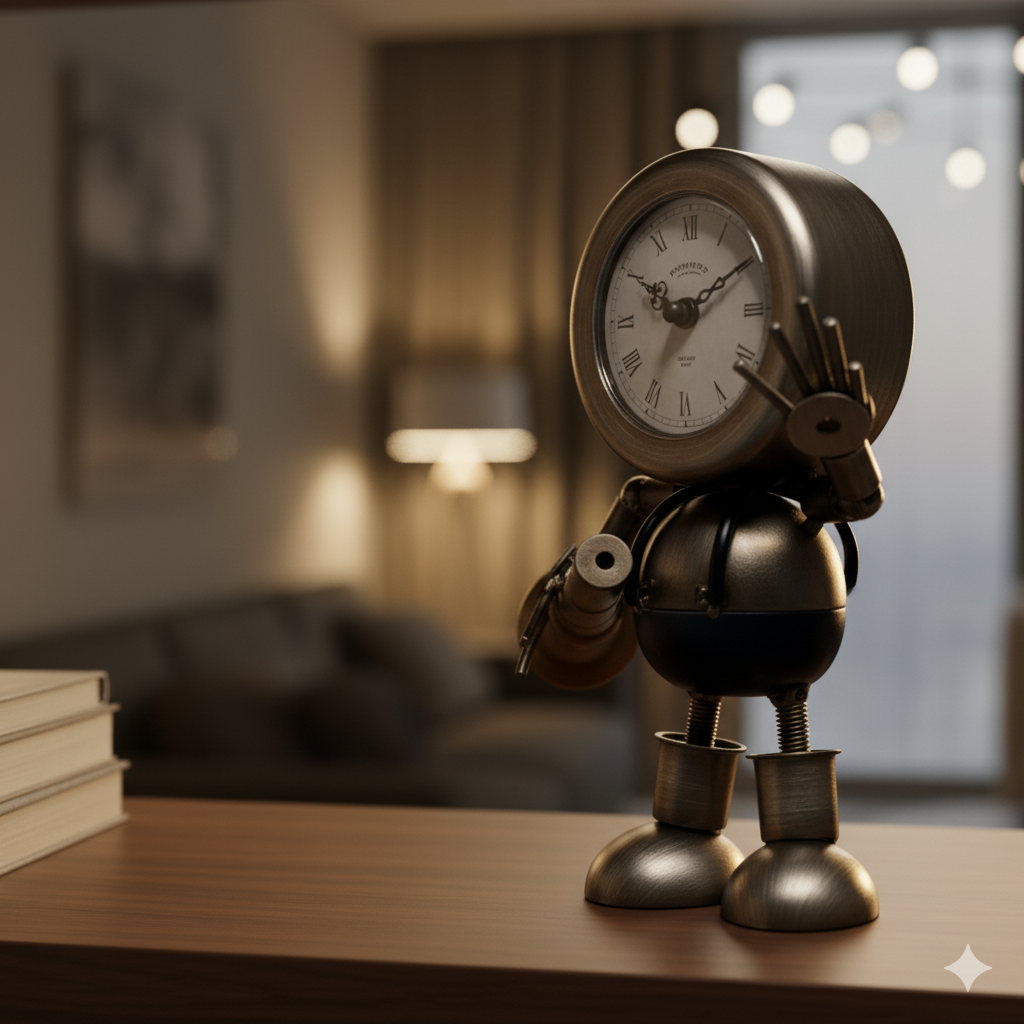 Reloj de Mesa Decorativo Robot con Overol  22 cm