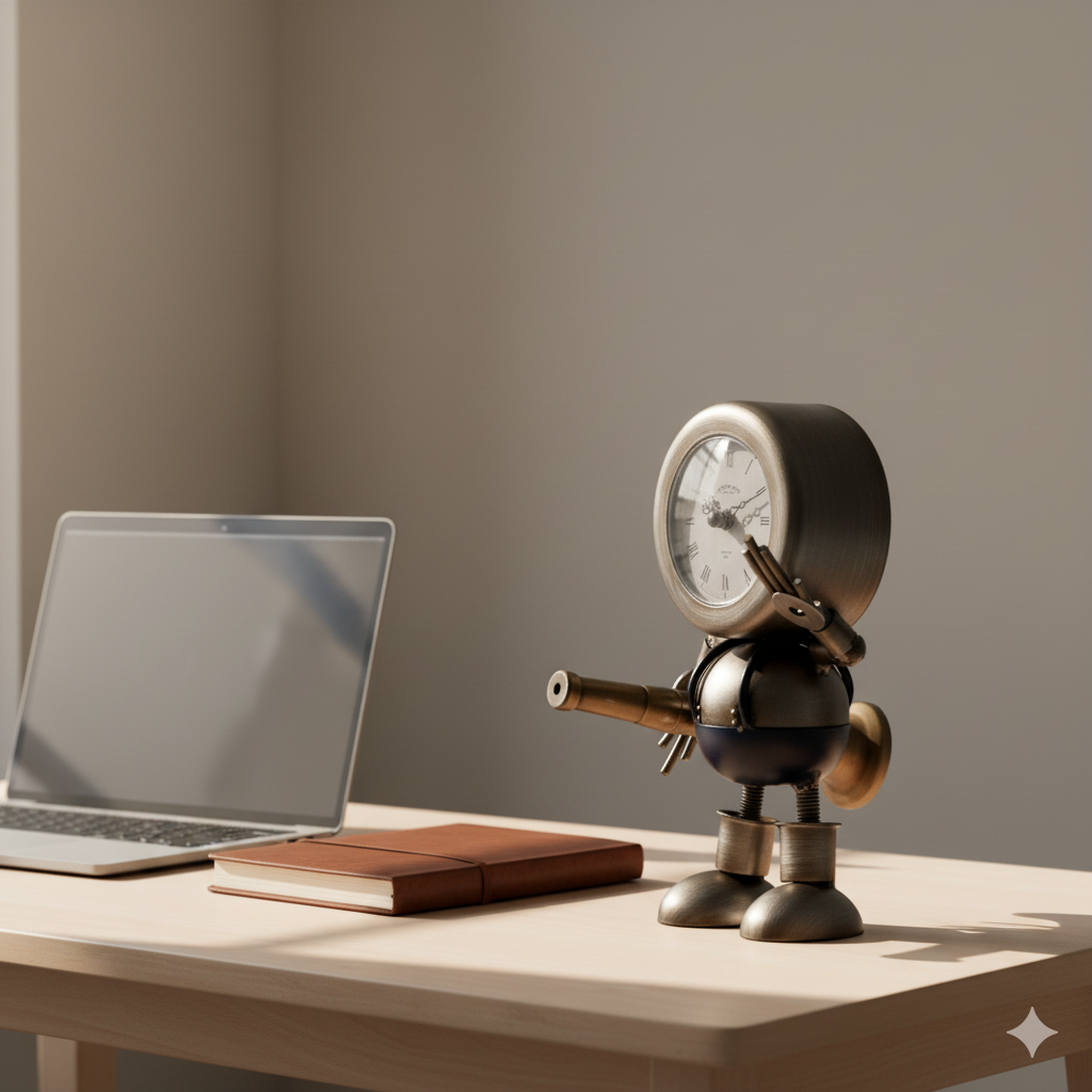 Reloj de Mesa Decorativo Robot con Overol  22 cm