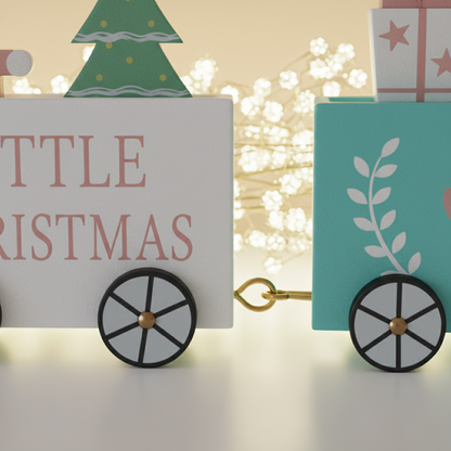 Tren NavideÃ±o MuÃ±eco de Nieve Rosa y Azul â€“ 35 cm