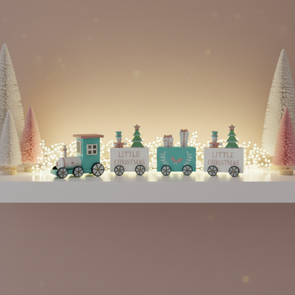 Tren NavideÃ±o MuÃ±eco de Nieve Rosa y Azul â€“ 35 cm